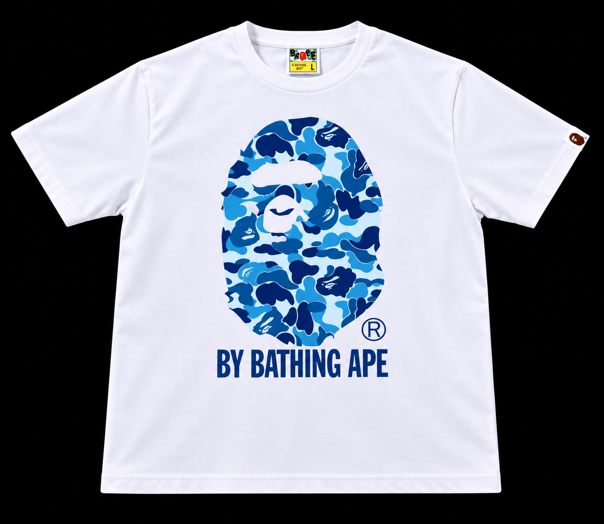 BAPE T-SHIRTS - WHITE/BLUE