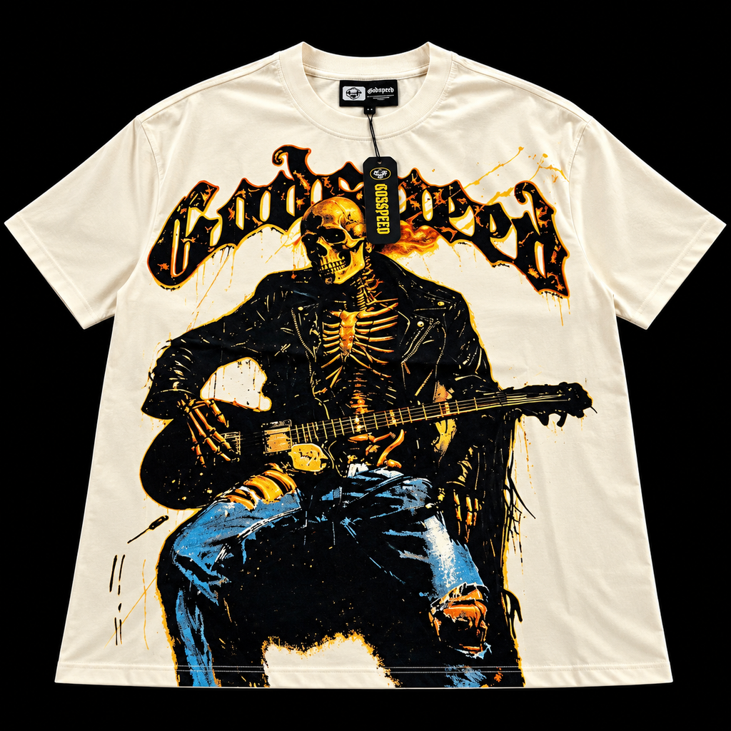 GODSPEED T-SHIRT - SKULL WITH GUITAR