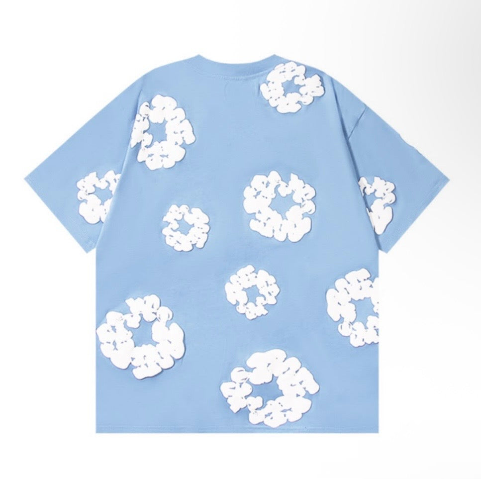 DENIM TEARS T-SHIRTS - BABY BLUE/WHITE