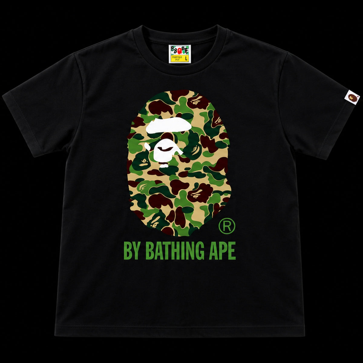 BAPE T-SHIRTS - BLACK/ARMY GREEN